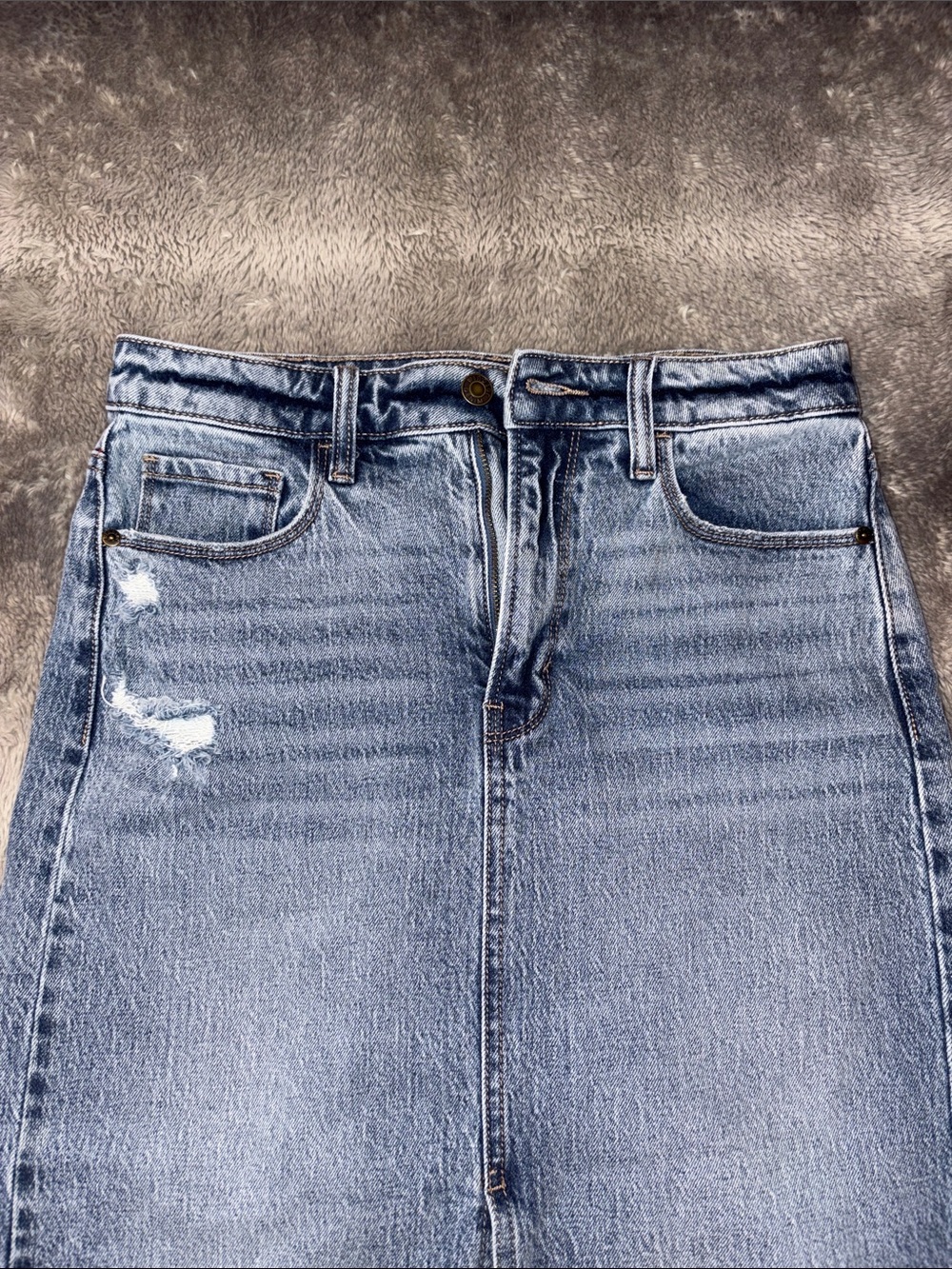 Windsor Light Blue Distressed Denim Midi Skirt ๐ NWOT - Picture 3 of 4